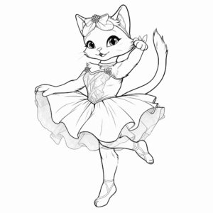 Desenho de gato bailarino para colorir