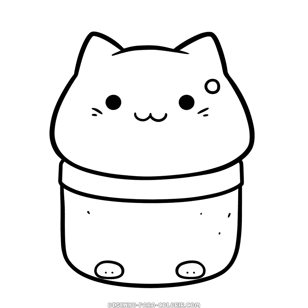 Desenhos para colorir de desenho de um gato kawaii para colorir