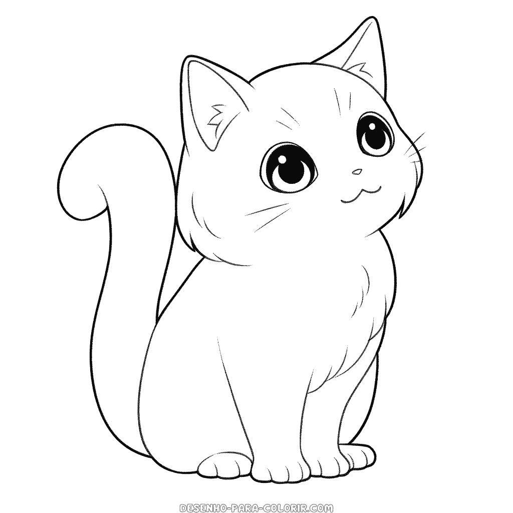 Desenho de gato branco para colorir
