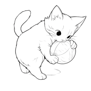Desenho de gato brincando para colorir