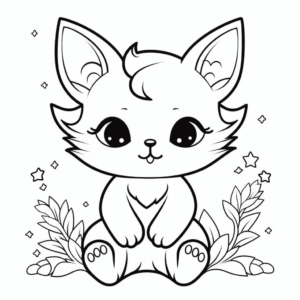 Desenho de gato com estrelas ao redor para colorir