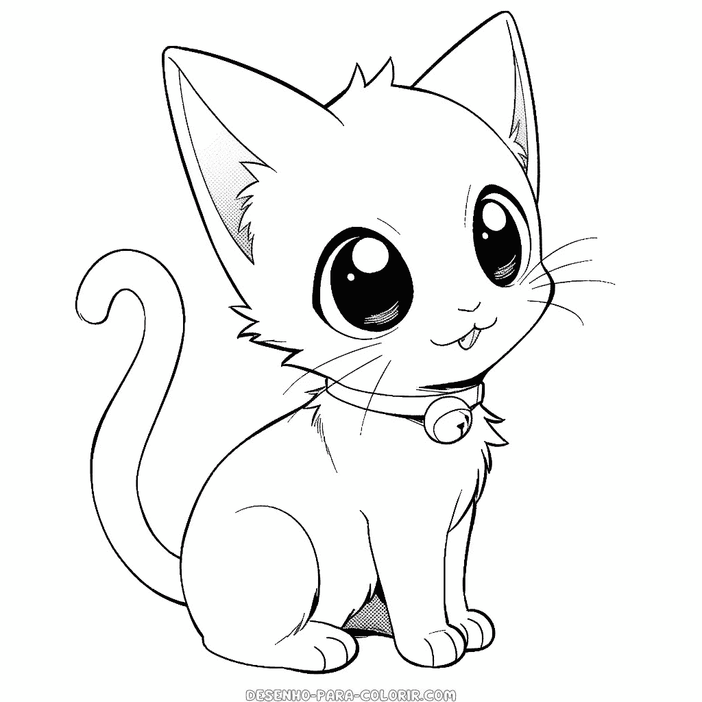 Desenho de gato de anime para colorir
