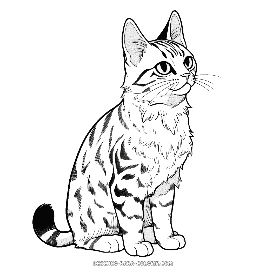 Desenho de gato de bengala para colorir
