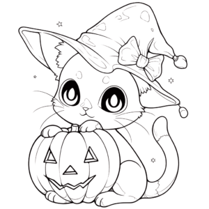 Desenho de gato de halloween para colorir