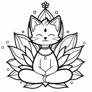 Desenho de gato de ioga para colorir
