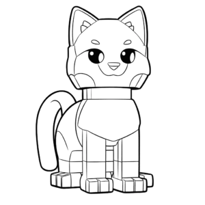 Desenho de gato de lego para colorir