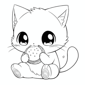 Desenho de gato de mangá para colorir