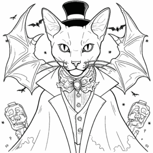Desenho de gato drácula para colorir
