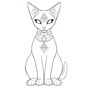 Desenho de gato egípcio para colorir