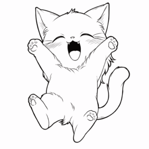 Desenho de gato entusiasmado para colorir