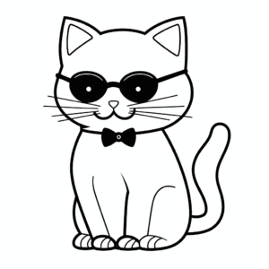 Desenho de gato hipster para colorir