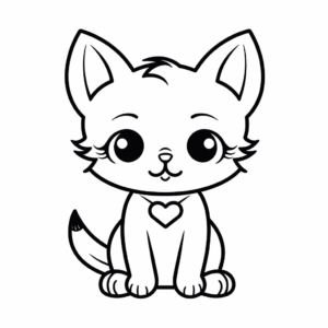 Desenho de gato infantil para colorir