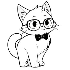 Desenho de gato inteligente para colorir