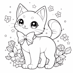 Desenho de gato kawaii para colorir