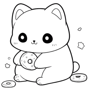 Desenho de gato kawaii para colorir