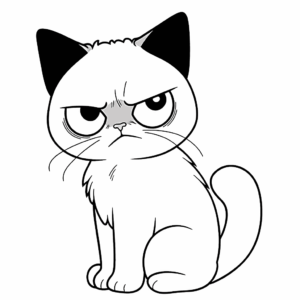 Desenho de gato mal-humorado para colorir