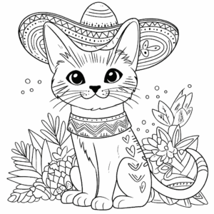 Desenho de gato mexicano para colorir