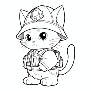 Desenho de gato militar para colorir