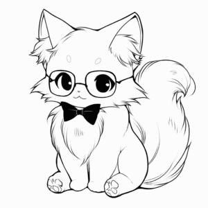 Desenho de gato nerd para colorir