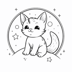Desenho de gato no espaço para colorir