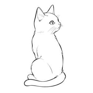 Desenho de gato ouvindo para colorir