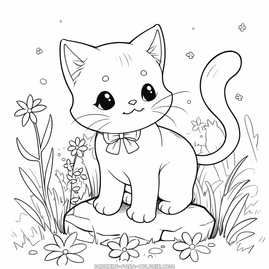 Desenho de gato para crianças para colorir
