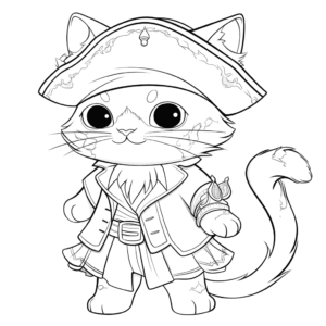Desenho de gato pirata para colorir