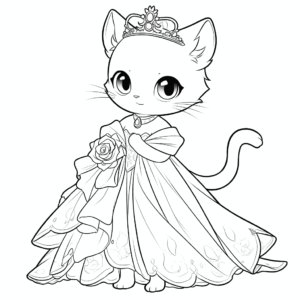 Desenho de gato princesa para colorir