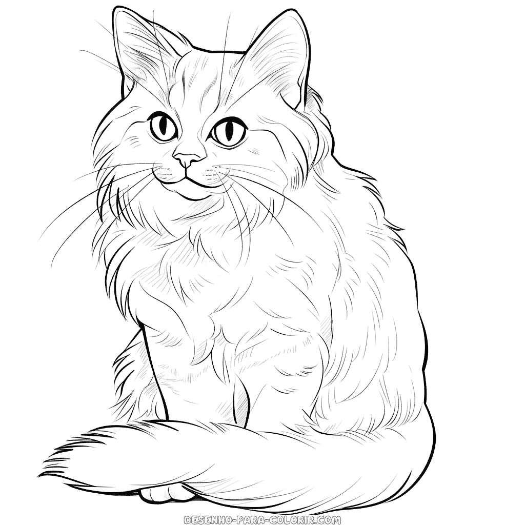 Desenhos para colorir, desenhar e pintar : Desenhos de gatos e