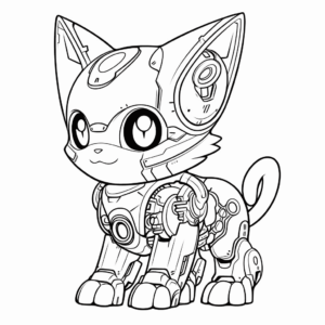 Desenho de gato robô para colorir