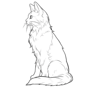 Desenho de gato sentado para colorir
