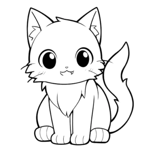 Desenho de gato simples em desenho animado para colorir