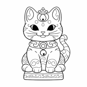 Desenho de gato sortudo para colorir