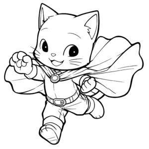 Desenho de gato super-herói para colorir