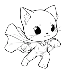 Desenho de gato super-herói para colorir