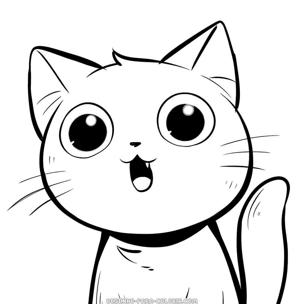 Desenho de gato surpreso para colorir
