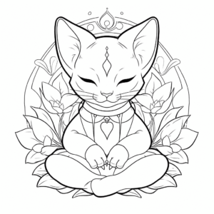 Desenho de gato zen para colorir
