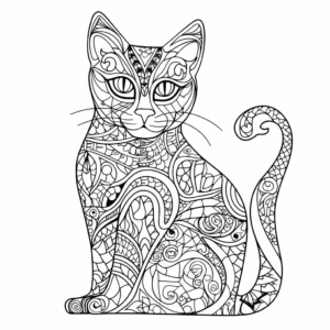 Desenho de gato zentangle para colorir