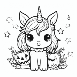 Desenho de halloween de unicórnio para colorir