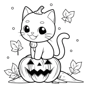 Desenho de halloween do gato para colorir