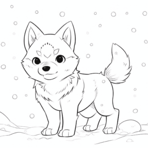 Desenho de husky na neve para colorir