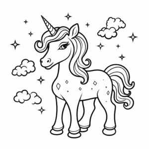Desenho de impressão de arco-íris de unicórnio para colorir