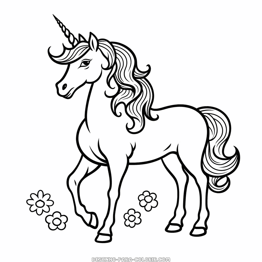 Desenho de impressão gratuita de unicórnio para colorir