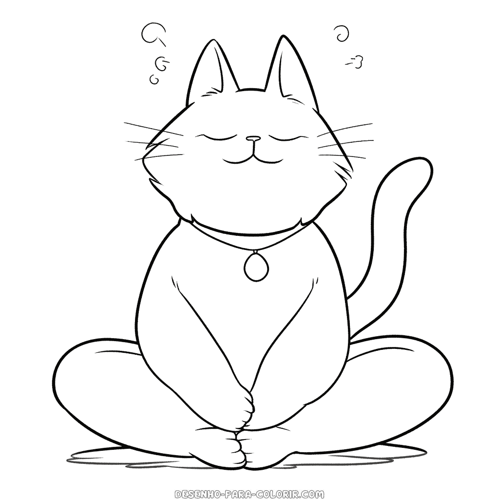 Desenho de ioga para gatos para colorir