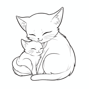 Desenho de mamãe gata para colorir
