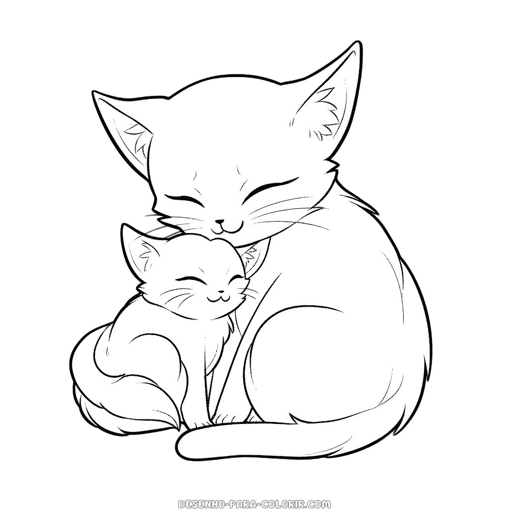 Desenho de mamãe gata para colorir