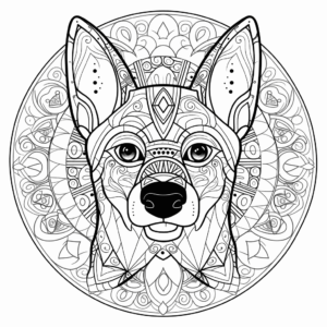 Desenho de mandala de cachorro para colorir