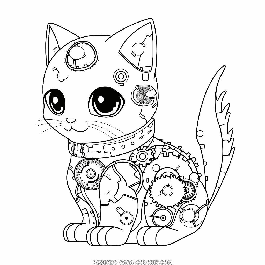 Desenho de máquina para gatos para colorir