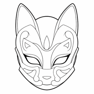Desenho de máscara de gato para colorir