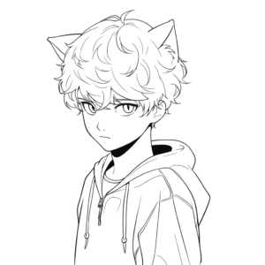 Desenho de menino gato para colorir